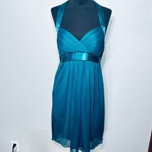Speechless Dress Y2K BabyDoll Halter Teal Glitter Fairy Glam Party Formal M